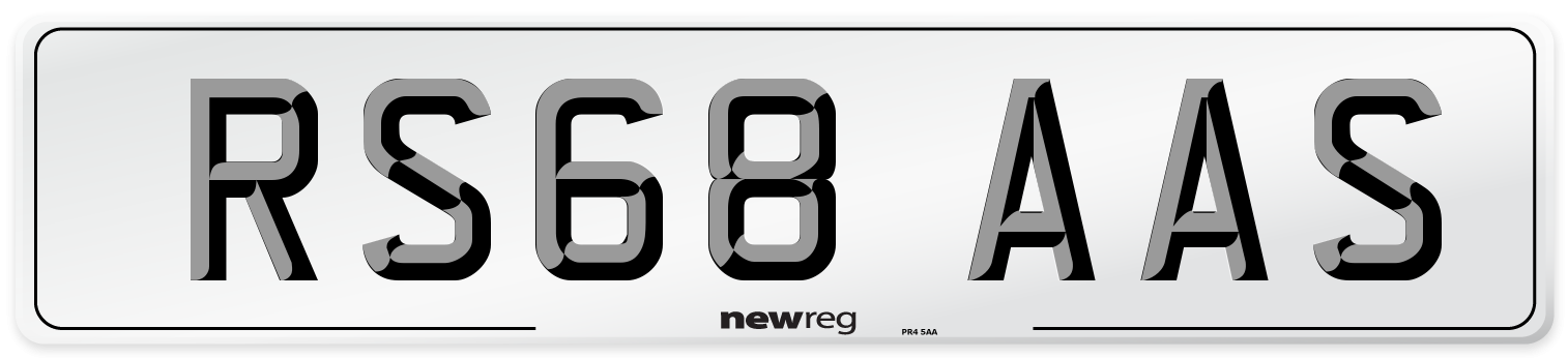 RS68 AAS Number Plate from New Reg